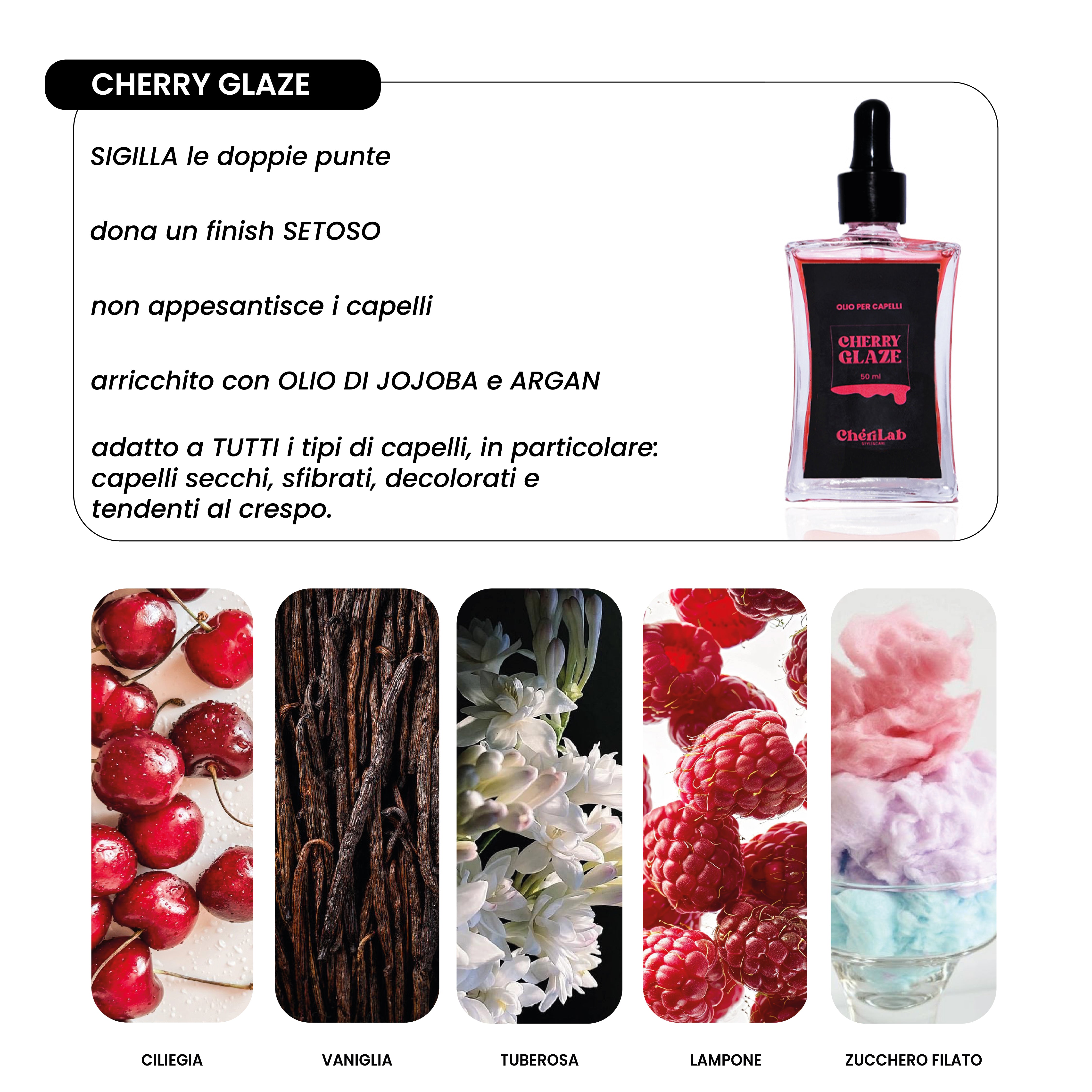 CHERRY GLAZE: Olio per capelli